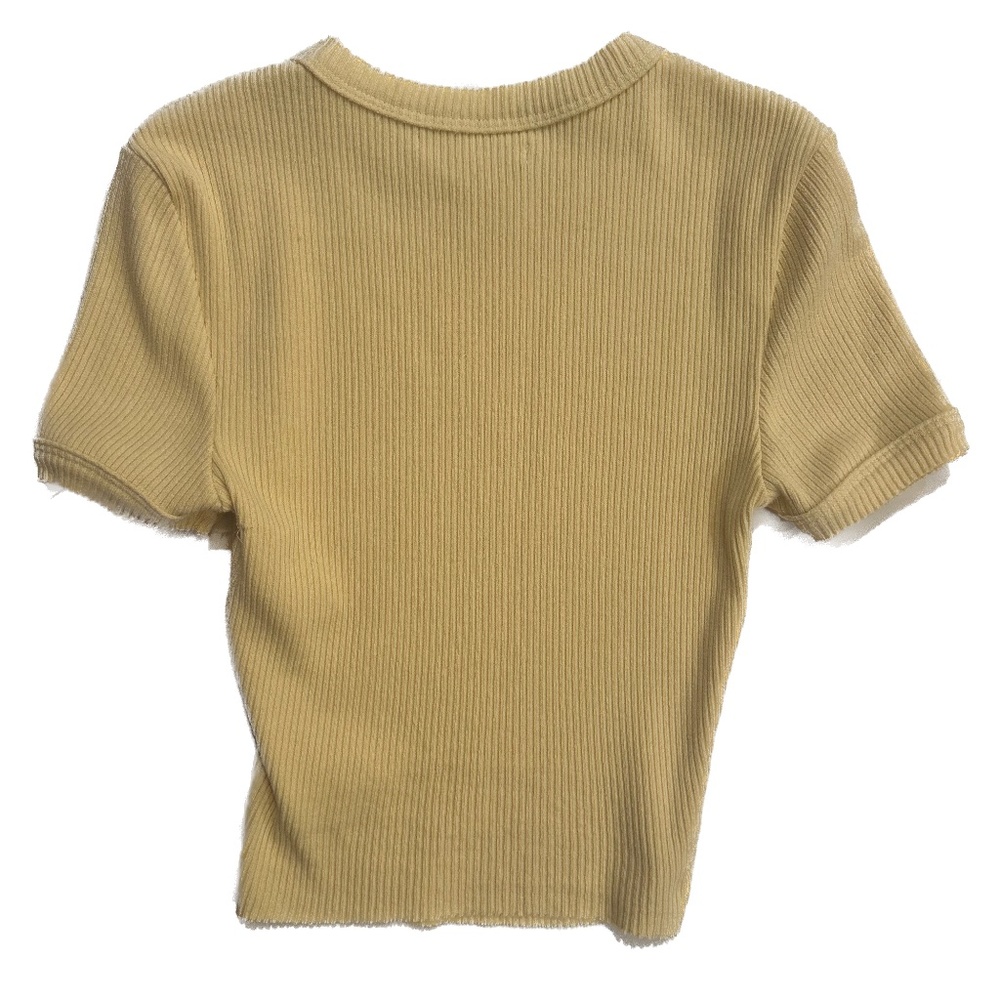 Girls Ribbed Yellow Crop Top, Small - Picture 2 of 4